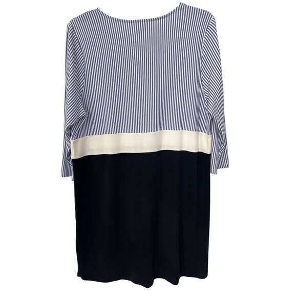 J Jill Striped Colorblock Sheath Dress Women L 3/4 Sleeve Blue Black Career Work - Picture 3 of 8